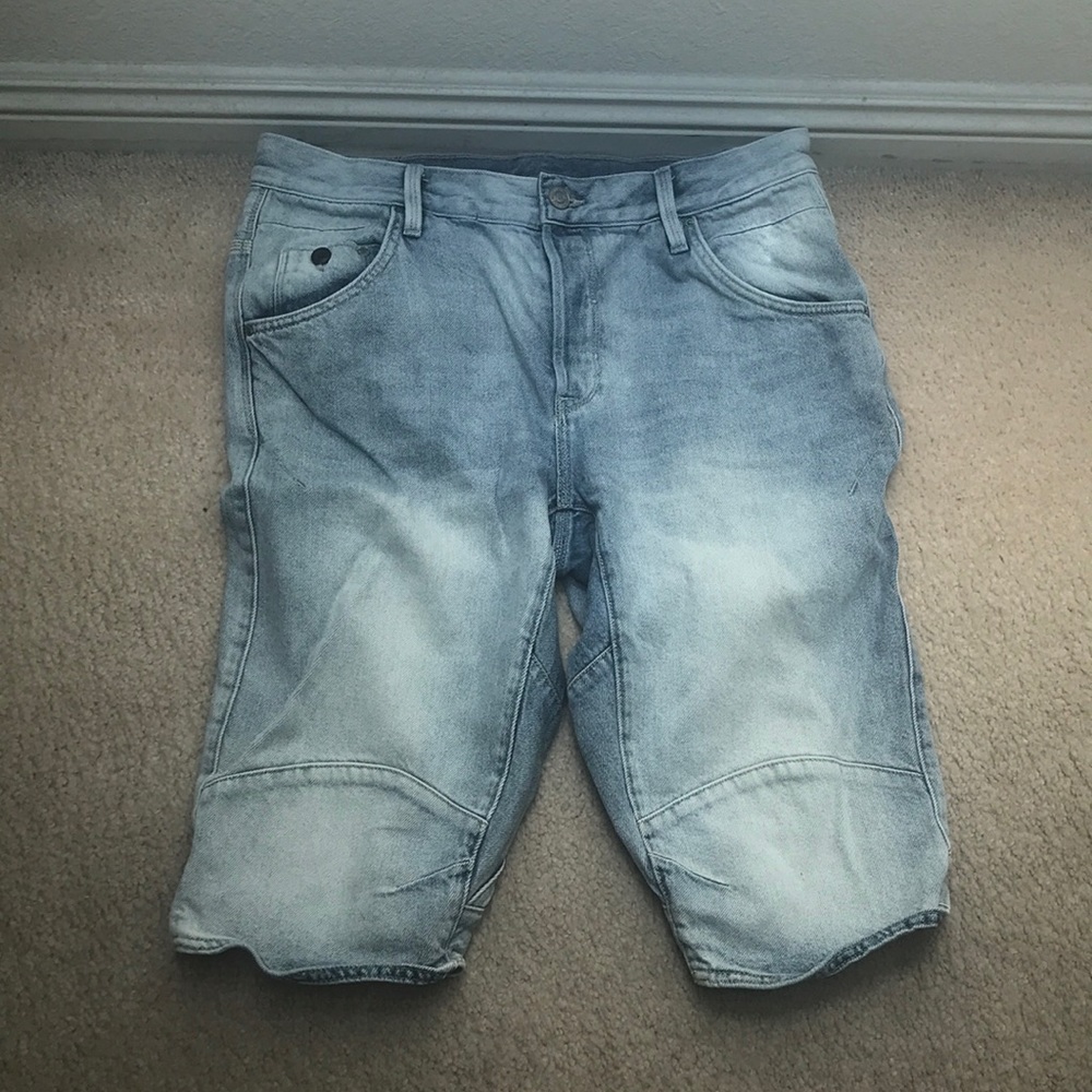 H&M biker denim shorts. Size 33. Tapered and faded. Worn maybe twice.